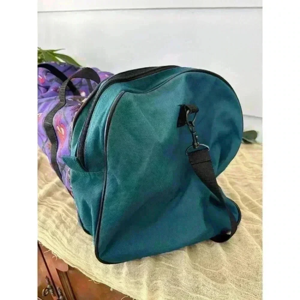 90s Bold Bossi‎ Active Equipment Duffel Bag purple flamingo belly dancer gym y2k